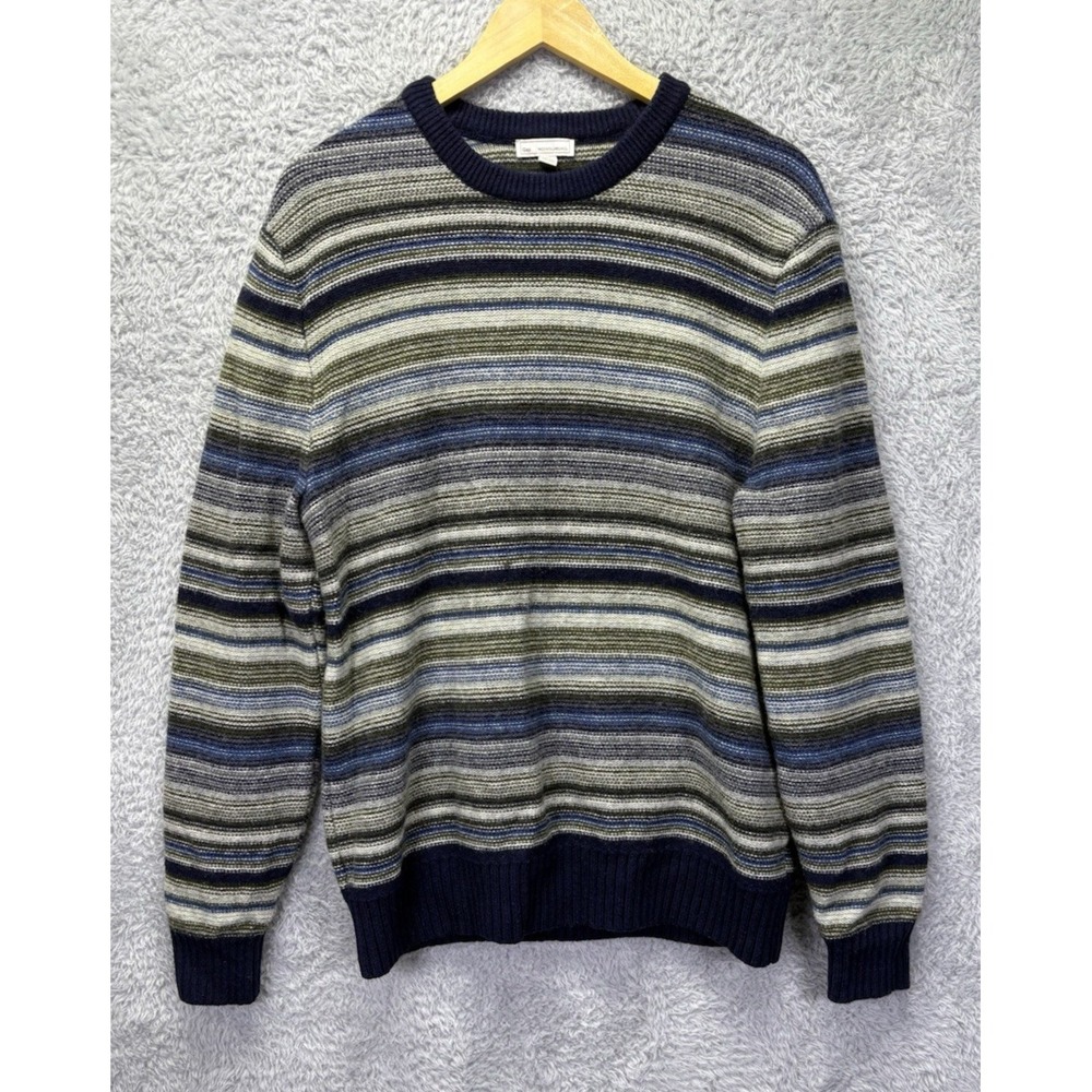 GAP Men's Lambswool Blend Mod Striped Sweater Crew Neck Blue Grunge 90's XL READ